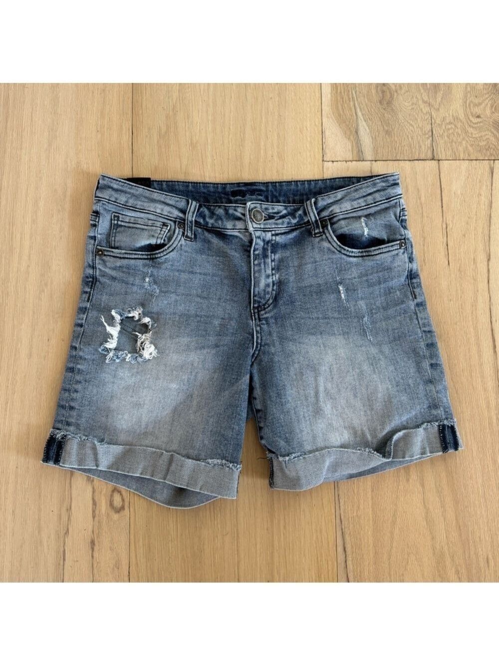 Kut from the Kloth Denim Jean Shorts Distressed And Cuffed Size 10
